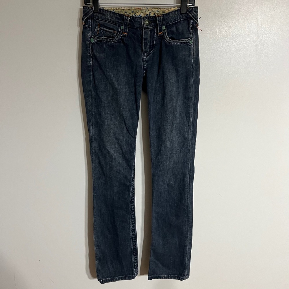 Stitch's‎ Cheyenne Dark Wash Low Rise Straight Leg Jeans Size 27 Buffalo Button